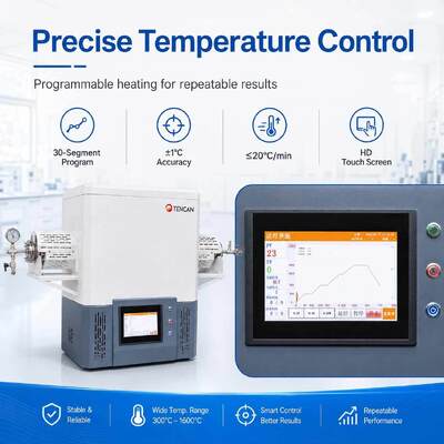 TENCAN TC-12NT 1600°C 고순도 석영 튜브 및 프로그래밍 가능한 온도 제어 기능을 갖춘 최대 온도 진공관로
